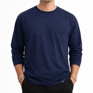 GORUCK Tough Tee 365 Navy Blue Long Sleeve Pocket T-Shirt Made in USA Mens Large